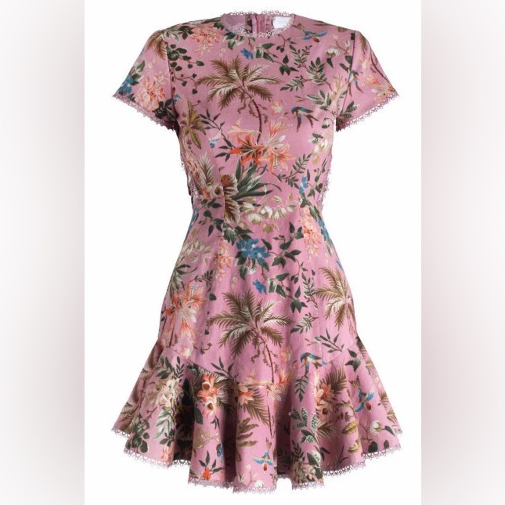 Zimmermann Tropicale Lattice Dress in Pink Floral